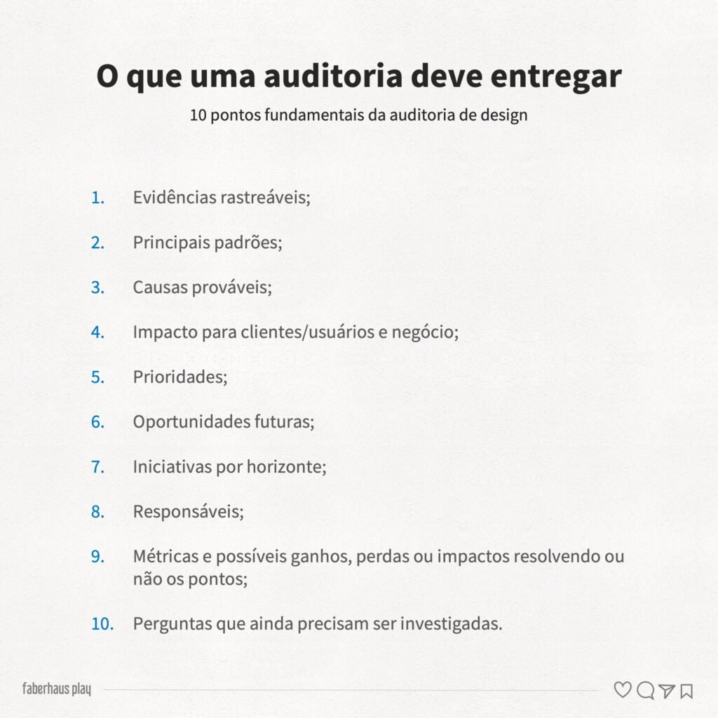 Auditoria de design 5 - Entregas de uma auditoria de design