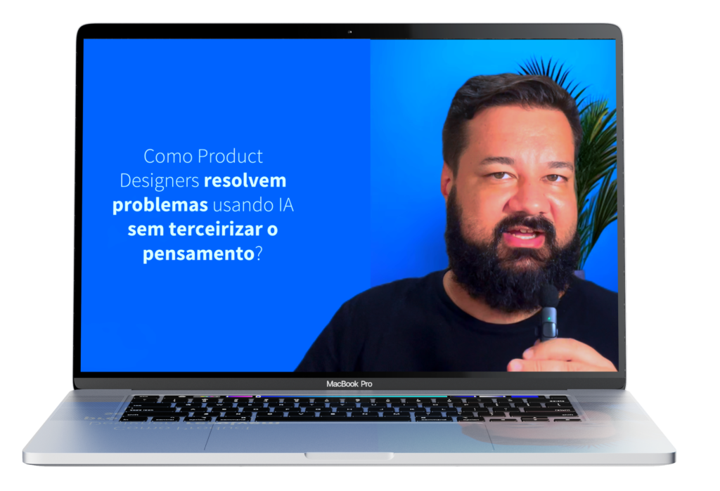 Product Design na Era da IA Knowledge model - Laptop com print de aula